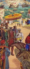 Painting in the Portuguese parliament of Vasco da Gama arriving in India